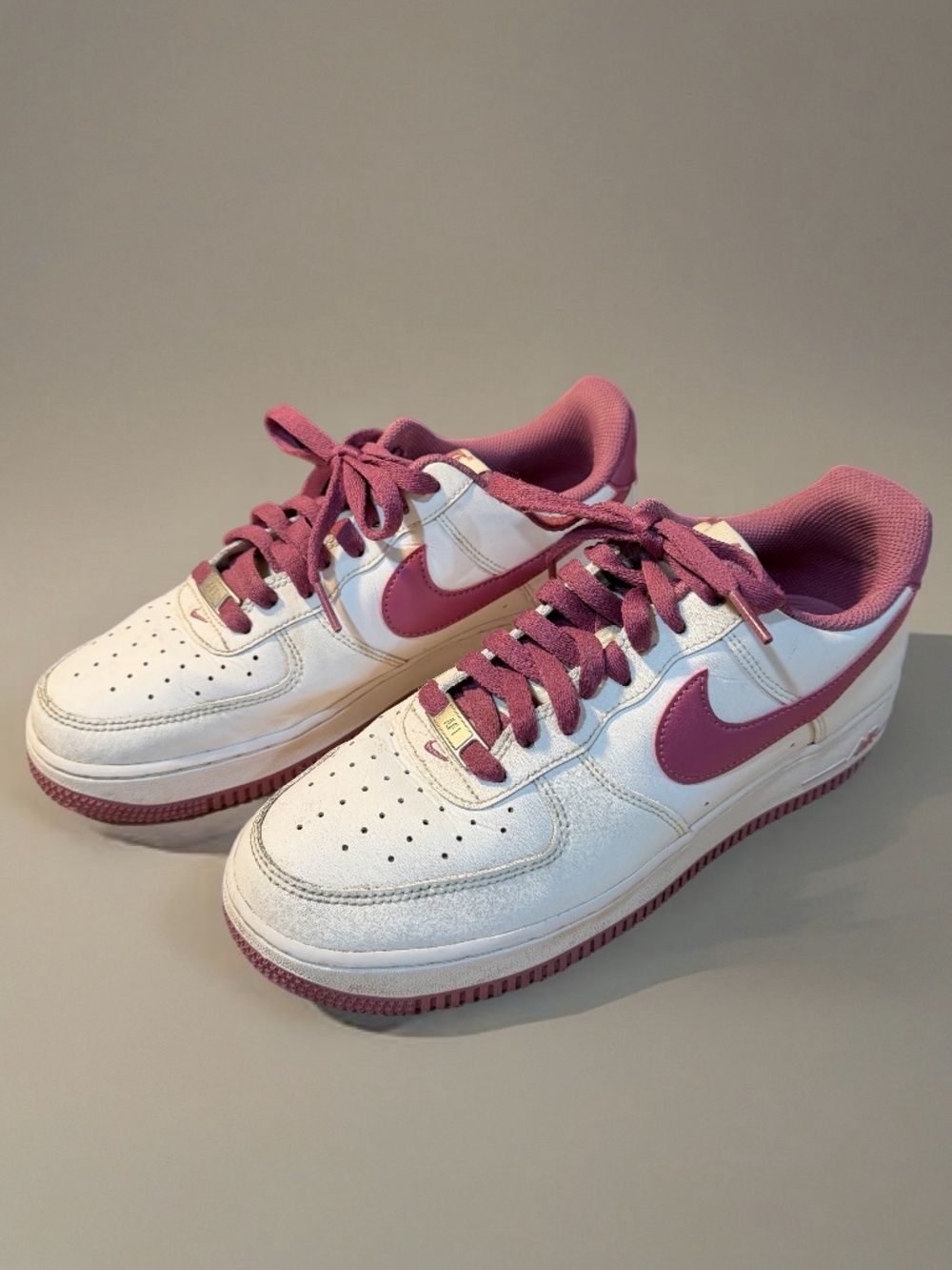 Nike Air Force 1 Shoes White Light Bordeaux Mens 8